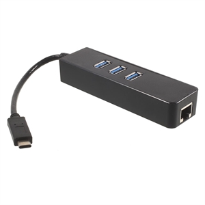 USB-C til USB HUB med 3 porte samt Ethernet netværk stik